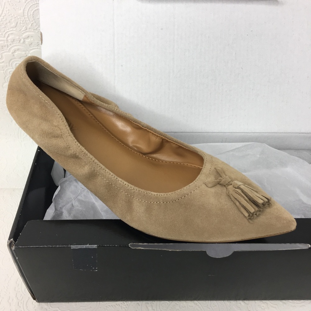 J Crew Saddle Suede Leather Tassel Stretch Flats